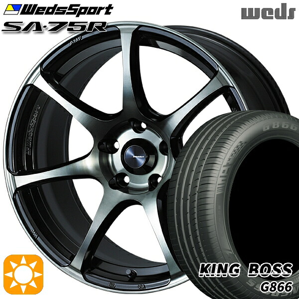225/45R18 95W XL キングボス G866 Weds ウェッズスポーツ SA75R WBC (ウォースブラッククリアー) 18インチ 8.5J 5H114.3 サマータイヤホイールセット