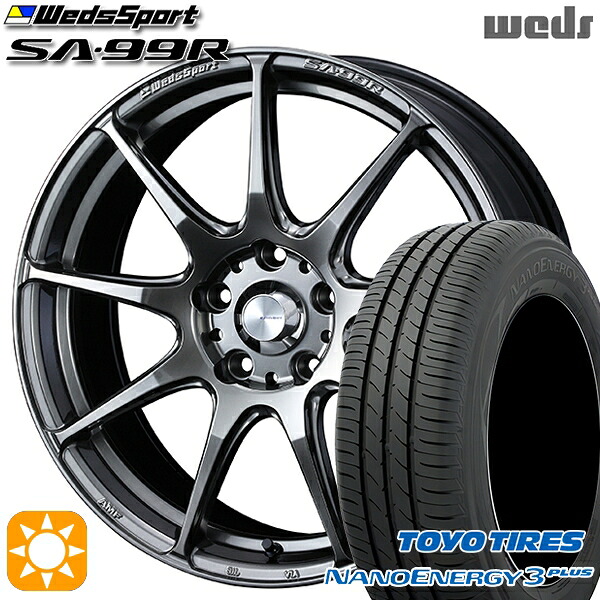 215/45R18 89W トーヨー ナノエナジー3プラス Weds ウェッズスポーツ SA99R PSB (プラチナシルバーブラック) 18インチ 7.5J 5H114.3 サマータイヤホイールセット|タイヤホイール激安王国