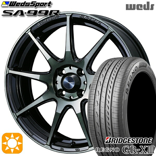 アクア マツダ2 ノート 185/65R15 92H XL ブリヂストン レグノ GRX3 Weds ウェッズスポーツ SA99R WBC（ウォースブラッククリアー） 15インチ 6.0J 4H100 サマータイヤホイールセット