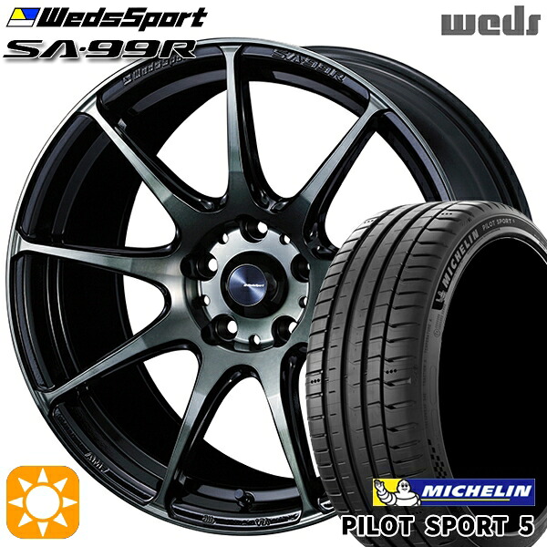 アクセラ アテンザ 215/45R18 93Y XL ミシュラン パイロットスポーツ5 Weds ウェッズスポーツ SA99R WBC（ウォースブラッククリアー） 18インチ 7.5J 5H114.3 サマータイヤホイールセット｜タイヤホイール激安王国