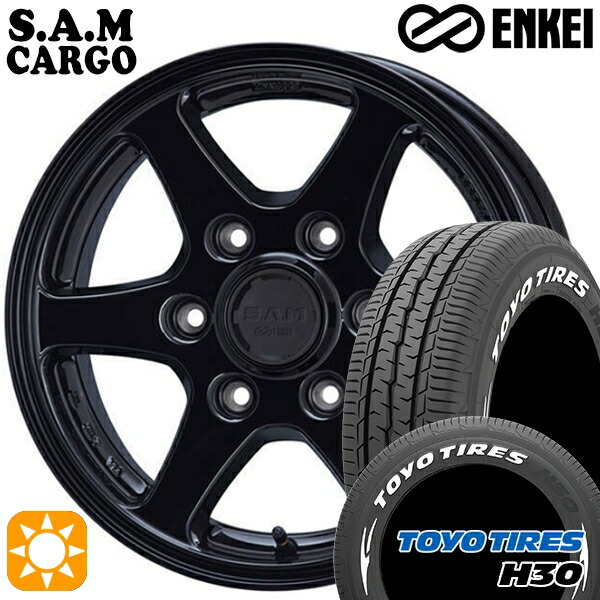 215/60R17 109/107R トーヨー H30 ホワイトレター ENKEI S.A.M カーゴ ブラック 17インチ 6.5J 6H139.7 サマータイヤホイールセット