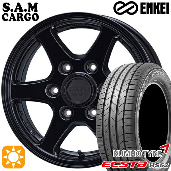 215/60R17 100V XL クムホ エクスタ HS52 ENKEI S.A.M カーゴ ブラック 17インチ 6.5J 6H139.7 サマータイヤホイールセット