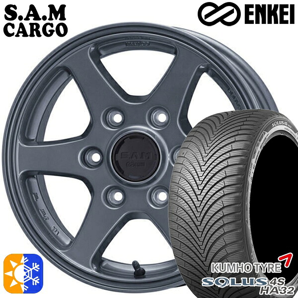 215/60R17 100V XL クムホ ソルウス 4S HA32 SUV ENKEI S.A.M カーゴ ガンメタリック 17インチ 6.5J 6H139.7 オールシーズンタイヤホイールセット