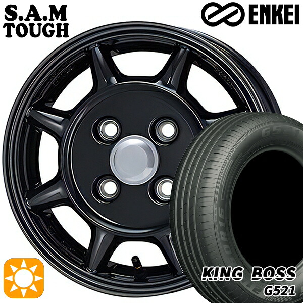 4/10ﾎﾟｲﾝﾄ10倍★165/65R14 79T キングボス G521 ENKEI S.A.M タフ ブラック 14インチ 4.5J 4H100 サマータイヤホイールセット