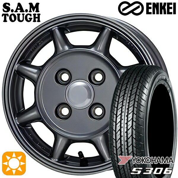 4/20ﾎﾟｲﾝﾄ10倍★N-BOX 155/65R14 75S ヨコハマ S306 ENKEI S.A.M タフ ガンメタリック 14インチ 5.0J 4H100 サマータイヤホイールセット