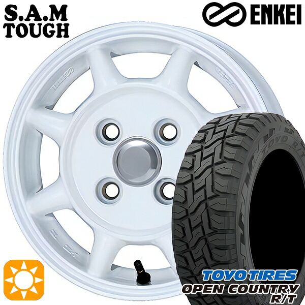 軽トラ軽バン用 145/80R12 80/78N LT トーヨー オープンカントリー R/T ENKEI S.A.M タフ ホワイト 12インチ 新品サマータイヤホイール 4本セット 送料無料|タイヤホイール激安王国