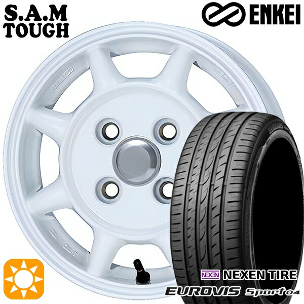 165/60R14 75H ロードストーン ユーロビズ Sport 04 ENKEI S.A.M タフ ホワイト 14インチ 4.5J 4H100 サマータイヤホイールセット