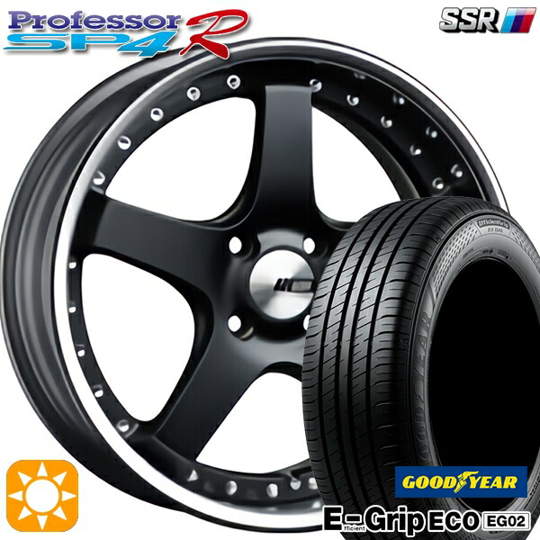 アクア クロスビー 185/55R16 83V グッドイヤー エフィシェントグリップ EG02 SSR プロフェッサー SP4R フラットブラック 16インチ 6.0J 4H100 サマータイヤホイールセット