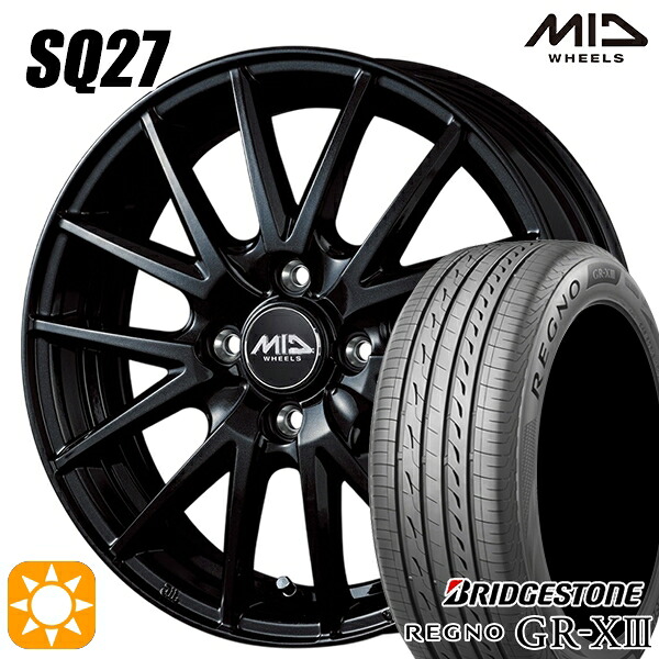 175/65R14 82H ブリヂストン レグノ GRX3 MID SQ27 メタリックブラック 14インチ 5.5J 4H100 サマータイヤホイールセット