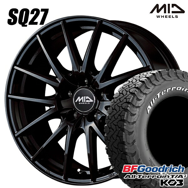 235/70R16 110/107S RWL BFグッドリッチ オールテレーン T/A KO3 MID SQ27 メタリックブラック 16インチ 6.5J 5H114.3 サマータイヤホイールセット