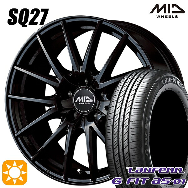 フリード 185/65R15 88H ラウフェン G FIT as-01 LH42 MID SQ27 メタリックブラック 15インチ 6.0J 5H114.3 サマータイヤホイールセット 42,240円