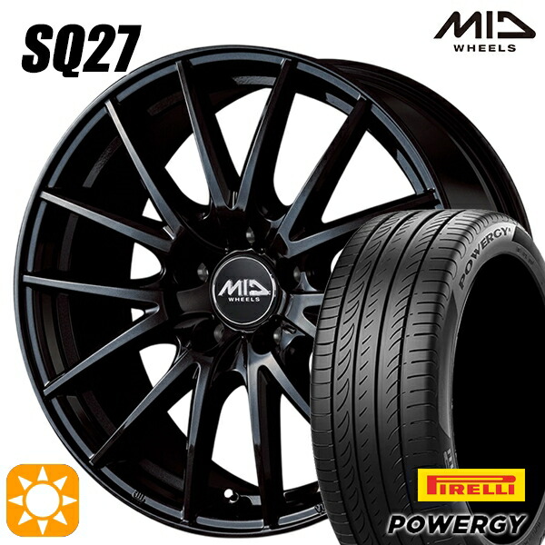 205/50R17 93W XL ピレリ パワジー MID SQ27 メタリックブラック 17インチ 7.0J 5H114.3 サマータイヤホイールセット|タイヤホイール激安王国