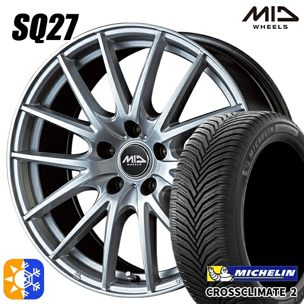 195/65R15 95V XL ミシュラン クロスクライメート2 MID SQ27 MSI 15インチ 6.0J 5H114.3 オールシーズンタイヤホイールセット