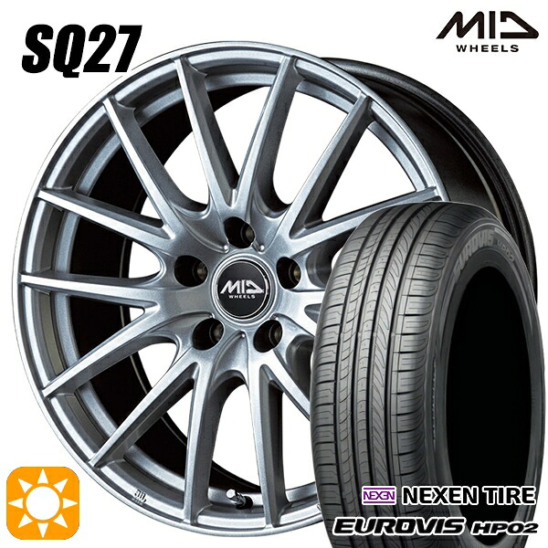 185/65R15 ネクセン ロードストーン ユーロビズ HP02 MID SQ27 メタリックシルバー 15インチ 6.0J 5H114.3 サマータイヤホイールセット
