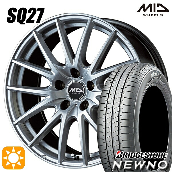 195/65R15 91H ブリヂストン ニューノ MID SQ27 メタリックシルバー 15インチ 6.0J 5H114.3 サマータイヤホイールセット