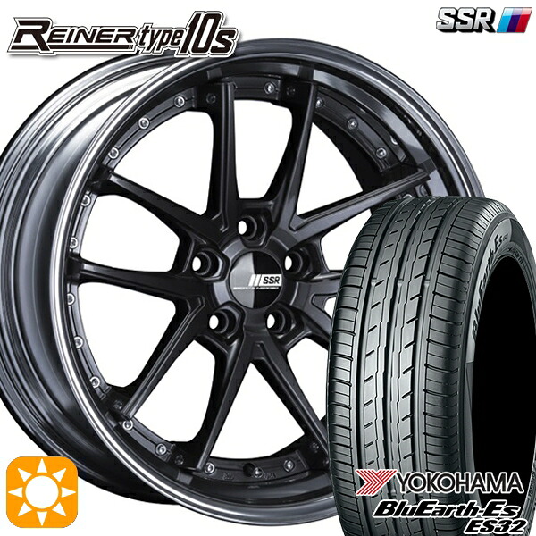 225/40R18 92W XL ヨコハマ ブルーアース ES32 SSR ライナー タイプ 10R プリズムダークガンメタ 18インチ 7.5J 5H114.3 サマータイヤホイールセット