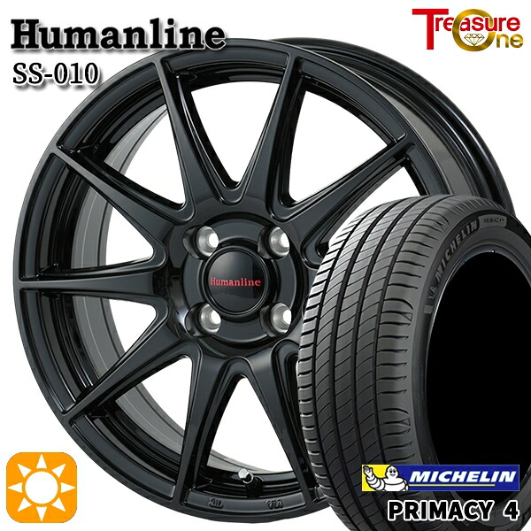 4/20ﾎﾟｲﾝﾄ10倍★185/60R15 88H XL ミシュラン プライマシー4 トレジャーワン ヒューマンライン SS010 BK 15インチ 5.5J 4H100 +38/+45 サマータイヤホイールセット 55,440円