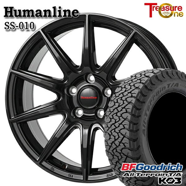 225/65R17 107/103S RBL BFグッドリッチ オールテレーン T/A KO3 トレジャーワン ヒューマンライン SS010 BK 17インチ 7.0J 5H114.3 サマータイヤホイールセット｜タイヤホイール激安王国