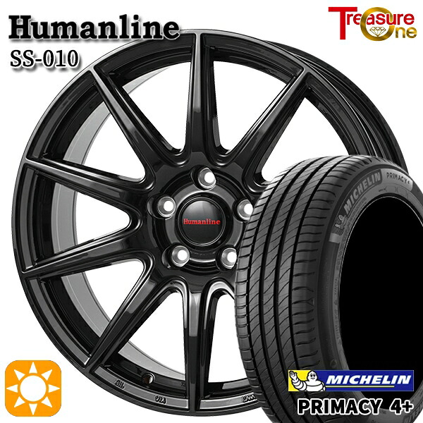 195/65R16 92H ミシュラン プライマシー4プラス トレジャーワン ヒューマンライン SS010 BK 16インチ 6.5J 5H100 サマータイヤホイールセット