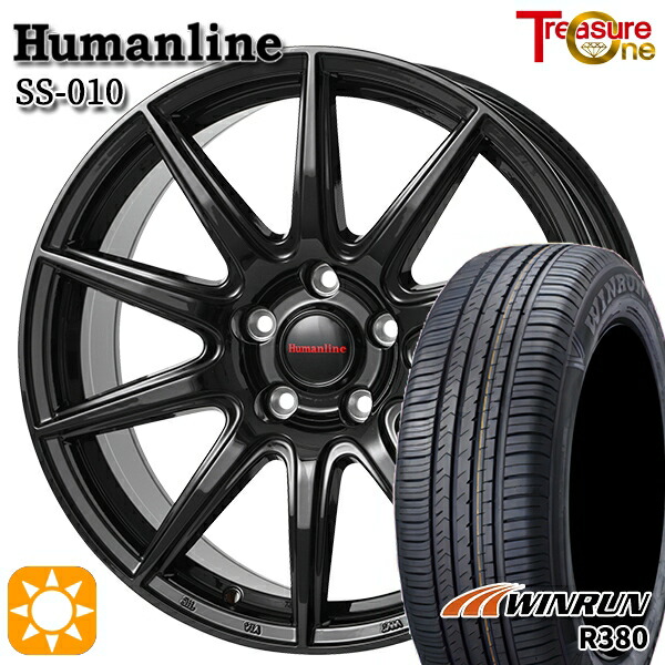 4/10ﾎﾟｲﾝﾄ10倍★C-HR カローラクロス 215/60R17 96V ウィンラン R380 トレジャーワン ヒューマンライン SS010 BK 17インチ 7.0J 5H114.3 +38/+48/+53 サマータイヤホイールセット