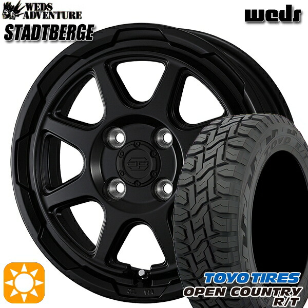 4/10ﾎﾟｲﾝﾄ10倍★軽トラ軽バン用 145/80R12 80/78N LT トーヨー オープンカントリー R/T ウェッズ スタットベルク セミマットブラック 12インチ 新品サマータイヤホイール 4本セット 送料無料