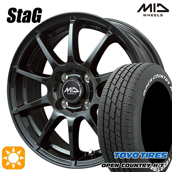 215/70R16 100H トーヨー オープンカントリー H/T2 WL MID スタッグ ストロングガンメタ 16インチ 6.0J 4H100 サマータイヤホイールセット