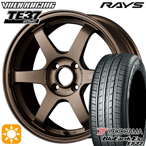 4/10ﾎﾟｲﾝﾄ10倍★195/55R16 87V ヨコハマ ブルーアース ES32 RAYS ボルクレーシング TE37 ソニック BR 16インチ 6.0J 4H100 サマータイヤホイールセット