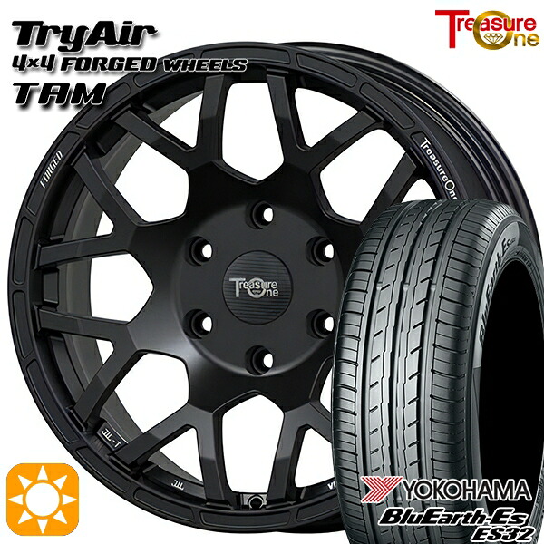 4/20ﾎﾟｲﾝﾄ10倍★ヴェゼル オデッセイ 215/60R16 95H ヨコハマ ブルーアース ES32 トレジャーワン 鍛造 トライエアー TAM マットブラック 16インチ 7.0J 5H114.3 サマータイヤホイールセット