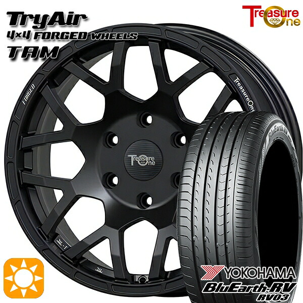 エルグランド クロスロード 215/65R16 98H ヨコハマ ブルーアース RV03 トレジャーワン 鍛造 トライエアー TAM マットブラック 16インチ 7.0J 5H114.3 サマータイヤホイールセット