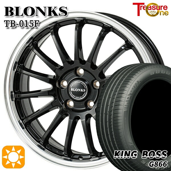4/10ポイント10倍★リーフ レヴォーグ 215/50R17 95W XL キングボス G866 トレジャーワン ブロンクス TB015F BK/RP 17インチ 7.0J 5H114.3 サマータイヤホイールセット