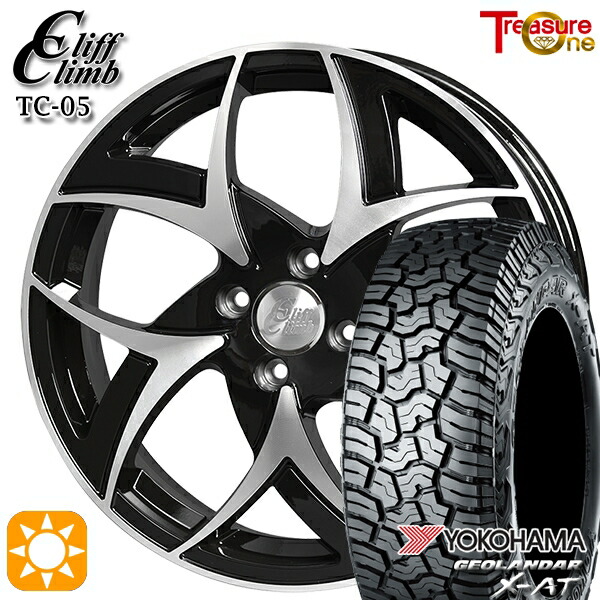 アゲトラ 145R14C 85/83Q ヨコハマ ジオランダーX-AT G016 トレジャーワン クリフクライム TC05 ブラックポリッシュ 14インチ 4.5J 4H100 サマータイヤホイールセット|タイヤホイール激安王国