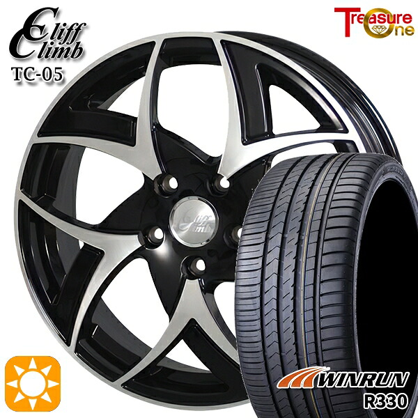 225/35R20 93W XL ウィンラン R330 トレジャーワン クリフクライム TC05 ブラックポリッシュ 20インチ 8.5J 5H114.3 サマータイヤホイールセット｜タイヤホイール激安王国