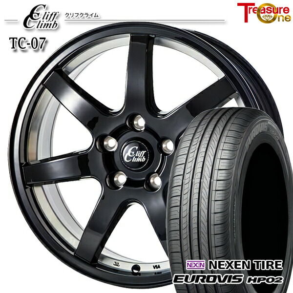 185/65R15 ネクセン ロードストーン ユーロビズ HP02 トレジャーワン クリフクライム TC07 ブラックアンダーカット 15インチ 6.0J 5H114.3 サマータイヤホイールセット