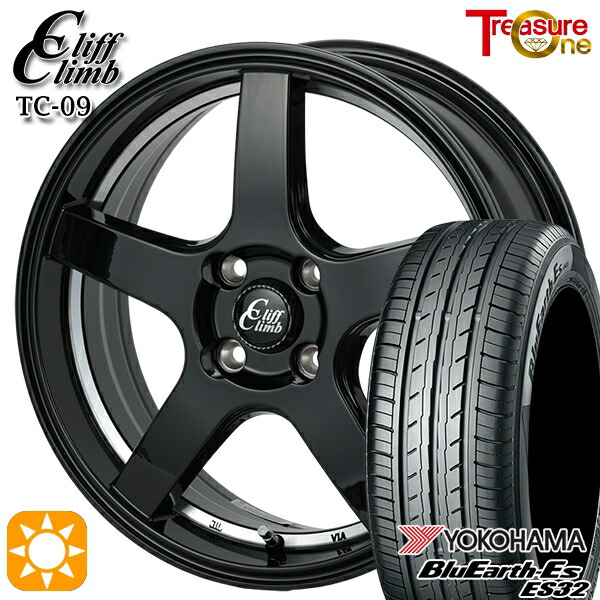 195/65R16 92V ヨコハマ ブルーアース ES32 トレジャーワン クリフクライム TC09 ブラックアンダーカットポリッシュ 16インチ 6.0J 4H100 サマータイヤホイールセット|タイヤホイール激安王国