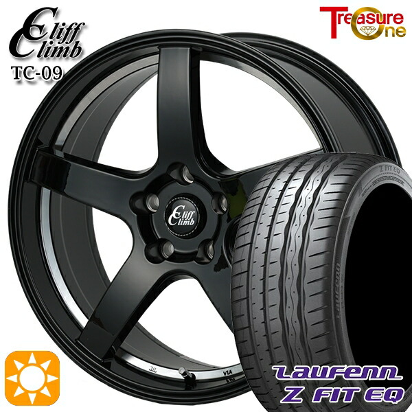 4/10ﾎﾟｲﾝﾄ10倍★215/45R18 93Y XL ラウフェン Z FIT EQ LK03 トレジャーワン クリフクライム TC09 ブラックアンダーカットポリッシュ 18インチ 7.0J 5H114.3 サマータイヤホイールセット