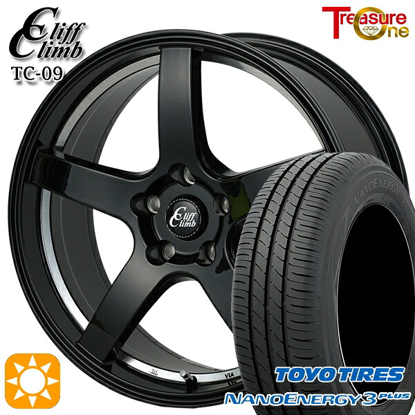 225/50R18 95W トーヨー ナノエナジー3プラス トレジャーワン クリフクライム TC09 ブラックアンダーカットポリッシュ 18インチ 7.0J 5H114.3 サマータイヤホイールセット