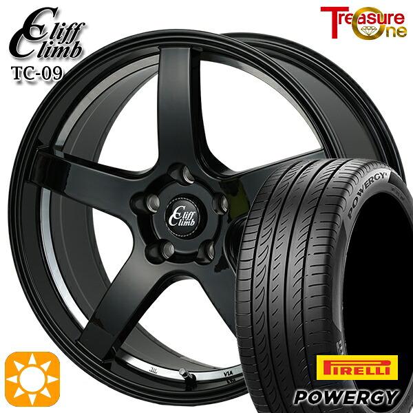 215/45R18 93W XL ピレリ パワジー トレジャーワン クリフクライム TC09 ブラックアンダーカットポリッシュ 18インチ 7.0J 5H114.3 サマータイヤホイールセット