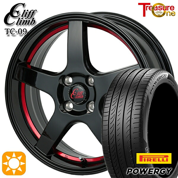 195/55R16 87V ピレリ パワジー トレジャーワン クリフクライム TC09 ブラックレッドアンダーカット 16インチ 6.0J 4H100 サマータイヤホイールセット｜タイヤホイール激安王国