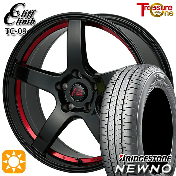 215/55R17 94V ブリヂストン ニューノ トレジャーワン クリフクライム TC09 ブラックレッドアンダーカット 17インチ 7.0J 5H100 サマータイヤホイールセット|タイヤホイール激安王国