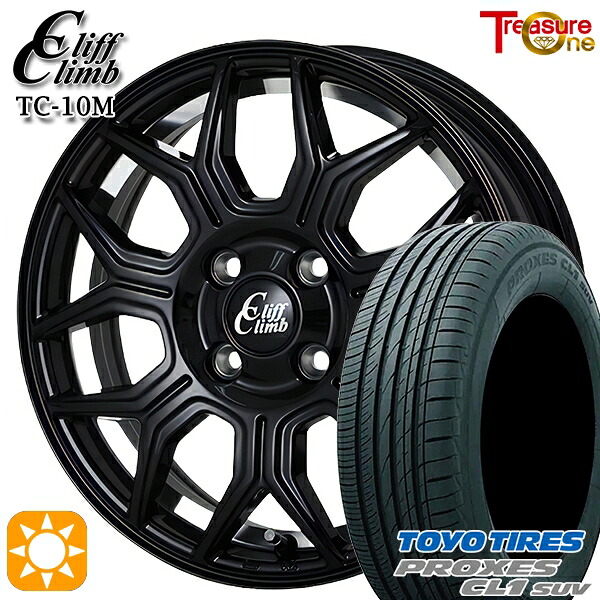 195/60R17 90H トーヨー プロクセス CL1 SUV トレジャーワン クリフクライム TC10M ブラックアンダーカットポリッシュ 17インチ 6.5J 4H100 サマータイヤホイールセット 60,500円