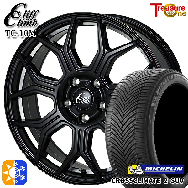 225/50R18 95W ミシュラン クロスクライメート2 SUV トレジャーワン クリフクライム TC10M ブラックアンダーカットポリッシュ 18インチ 7.0J 5H114.3 オールシーズンタイヤホイールセット