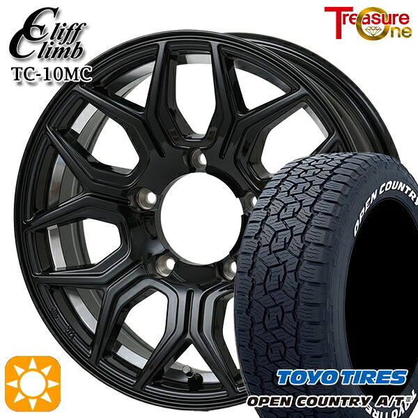 ジムニー 175/80R16 91S トーヨー オープンカントリーA/T3 ホワイトレター トレジャーワン クリフクライム TC10M ブラックアンダーカットポリッシュ 16インチ 5.5J 5H139.7 サマータイヤホイールセット|タイヤホイール激安王国