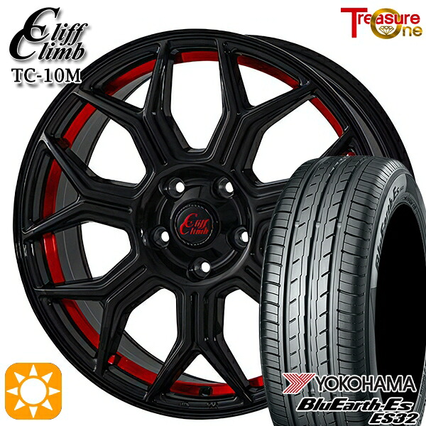 225/40R18 92W XL ヨコハマ ブルーアース ES32 トレジャーワン クリフクライム TC10M ブラックレッドアンダーカット 18インチ 7.0J 5H114.3 サマータイヤホイールセット 79,365円