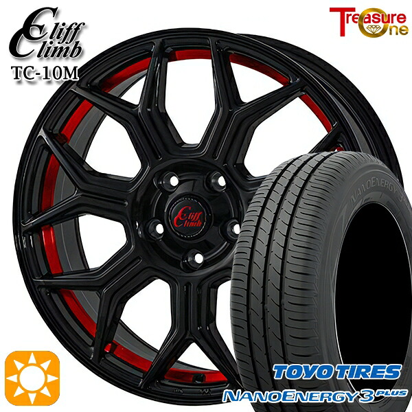 215/40R18 85W トーヨー ナノエナジー3プラス トレジャーワン クリフクライム TC10M ブラックレッドアンダーカット 18インチ 7.0J 5H100 サマータイヤホイールセット|タイヤホイール激安王国