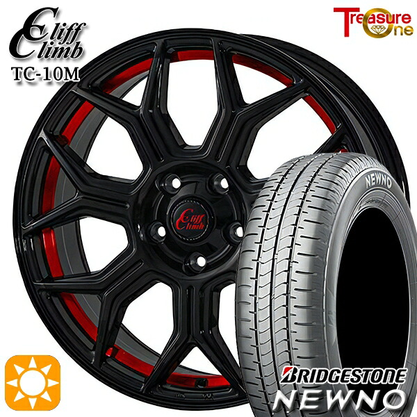 225/45R18 95W XL ブリヂストン ニューノ トレジャーワン クリフクライム TC10M ブラックレッドアンダーカット 18インチ 7.0J 5H114.3 サマータイヤホイールセット