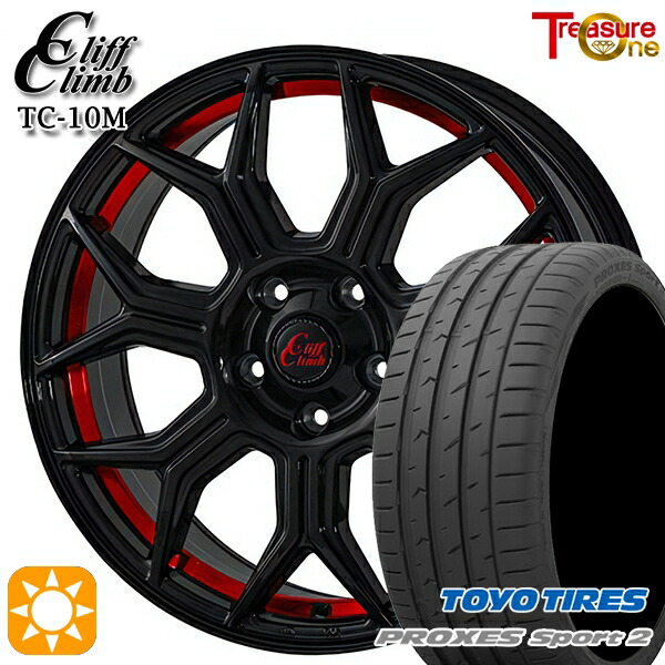 235/50R18 101Y XL トーヨー プロクセススポーツ2 トレジャーワン クリフクライム TC10M ブラックレッドアンダーカット 18インチ 7.0J 5H114.3 サマータイヤホイールセット