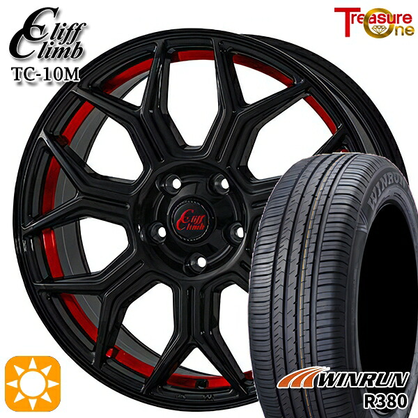 マツダ6 エクストレイル 225/60R18 104V XL ウィンラン R380 トレジャーワン クリフクライム TC10M ブラックレッドアンダーカット 18インチ 7.0J 5H114.3 サマータイヤホイールセット