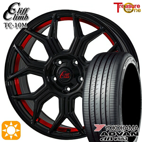 アウトランダー エクストレイル 225/55R18 98V ヨコハマ アドバンデシベル V553 トレジャーワン クリフクライム TC10M ブラックレッドアンダーカット 18インチ 8.0J 5H114.3 サマータイヤホイールセット