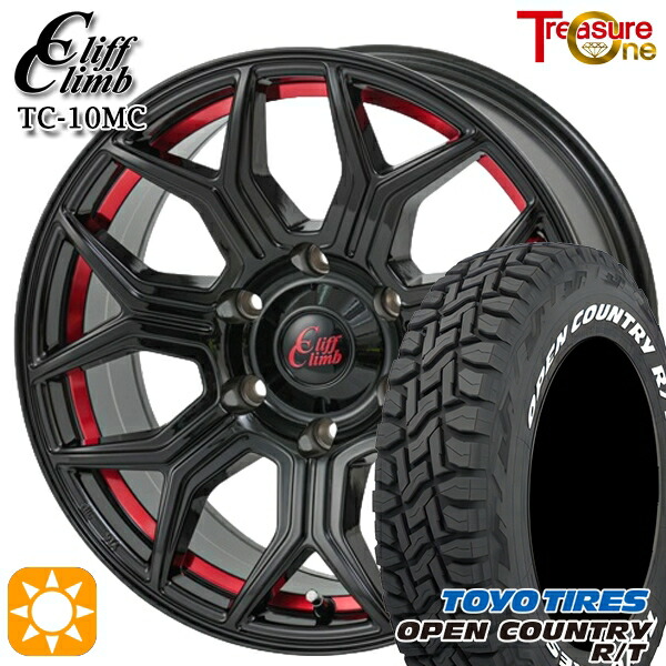 265/65R17 112Q トーヨー オープンカントリー R/T ホワイトレター トレジャーワン クリフクライム TC10M ブラックレッドアンダーカット 17インチ 8.0J 6H139.7 サマータイヤホイールセット