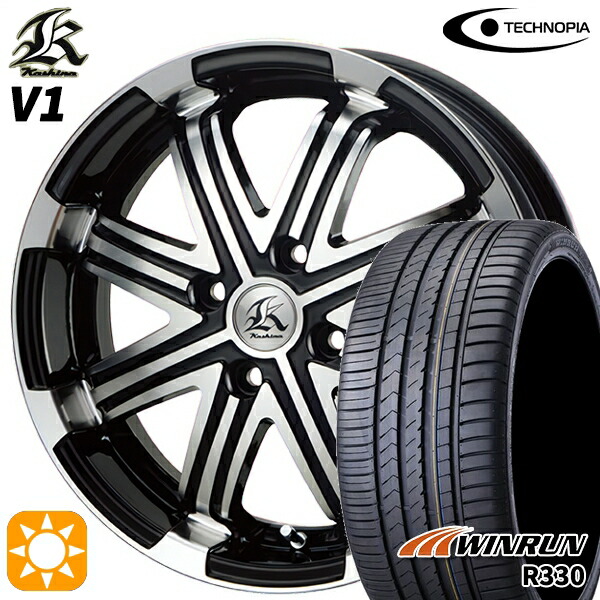 165/50R15 76V XL ウィンラン R330 テクノピア カシーナ V1 ブラックポリッシュ 15インチ 5.0J 4H100 サマータイヤホイールセット|タイヤホイール激安王国